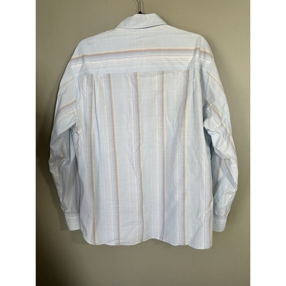 Tommy Bahama blue Stripe Button Collar Cotton Dress Shirt size large ***FLAW*** - Picture 10 of 14